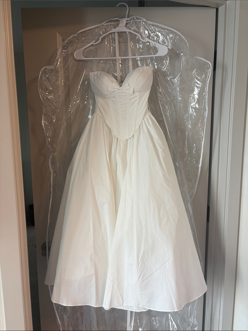 Strapless White Corset A-Line Dress